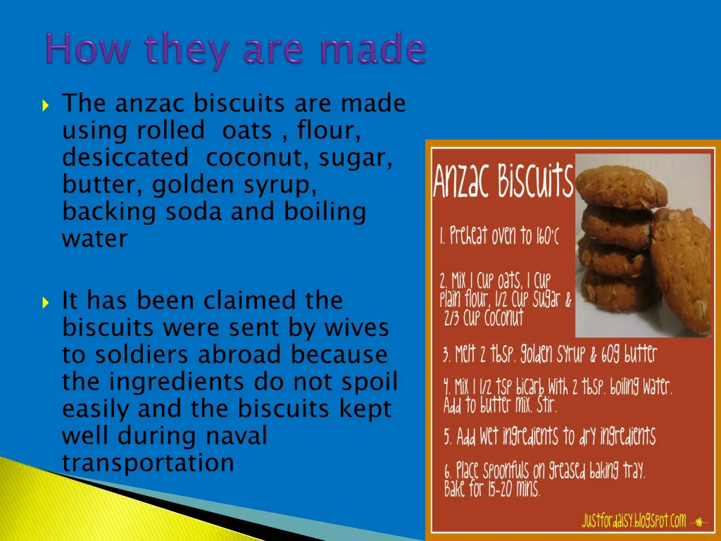 the anzac biscuits are made using rolled oats