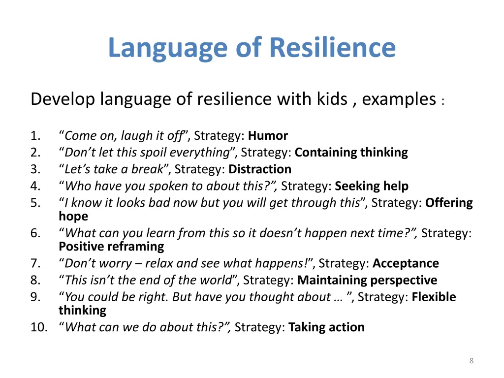 language of resilience