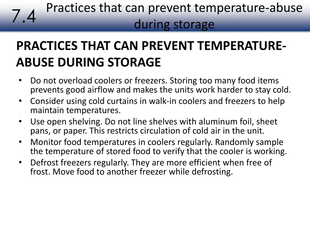 practices that can prevent temperature abuse