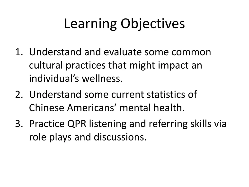 learning objectives