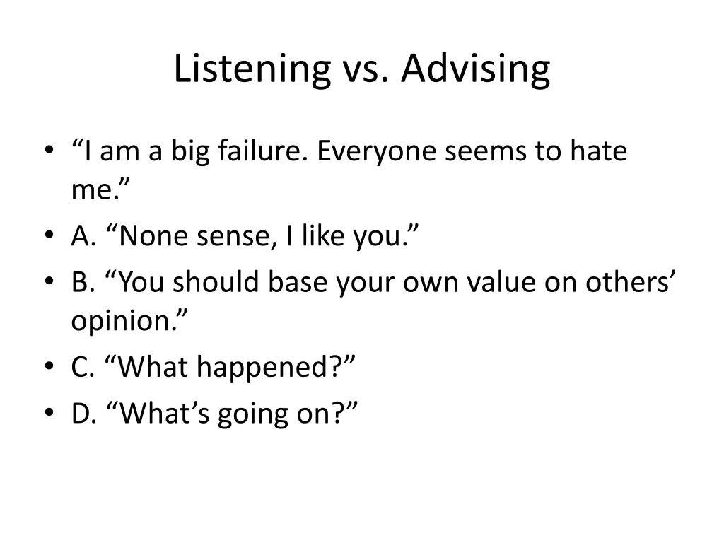 listening vs advising