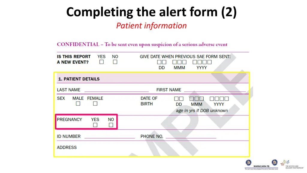 completing the alert form 2 patient information