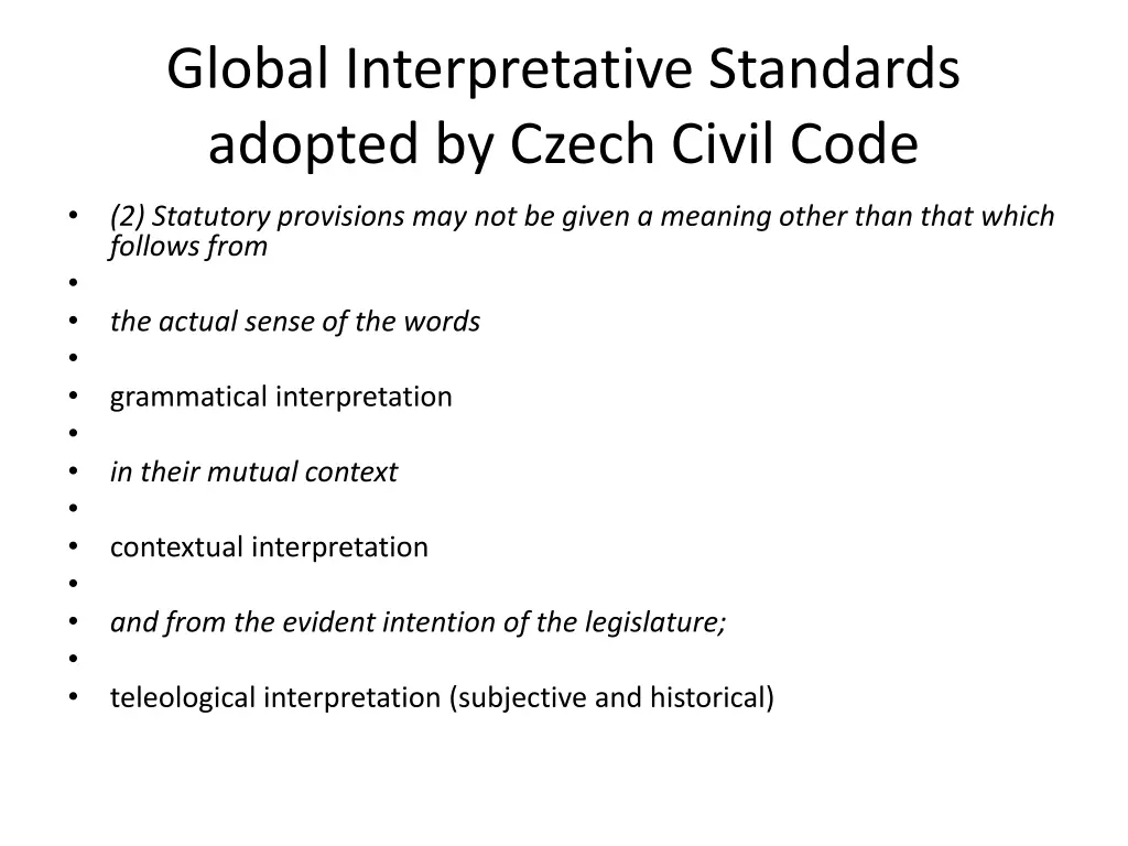 global interpretative standards adopted by czech