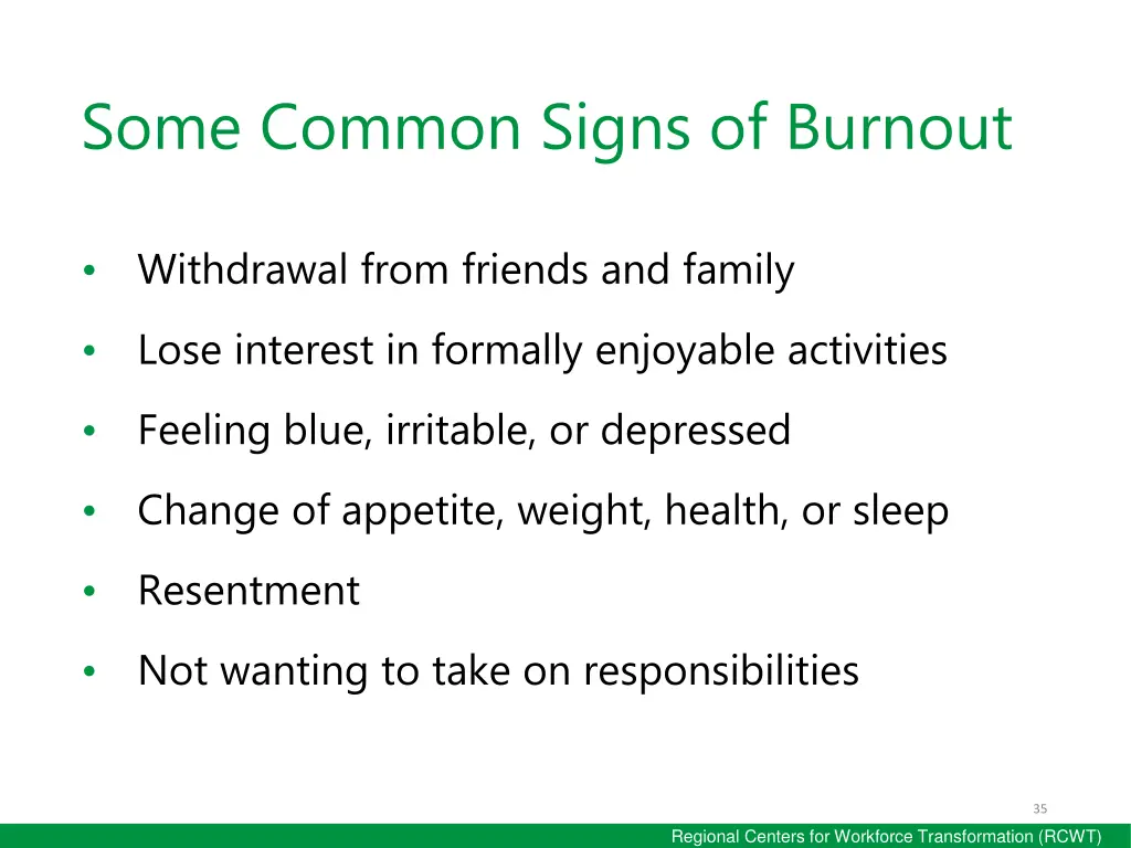 some common signs of burnout