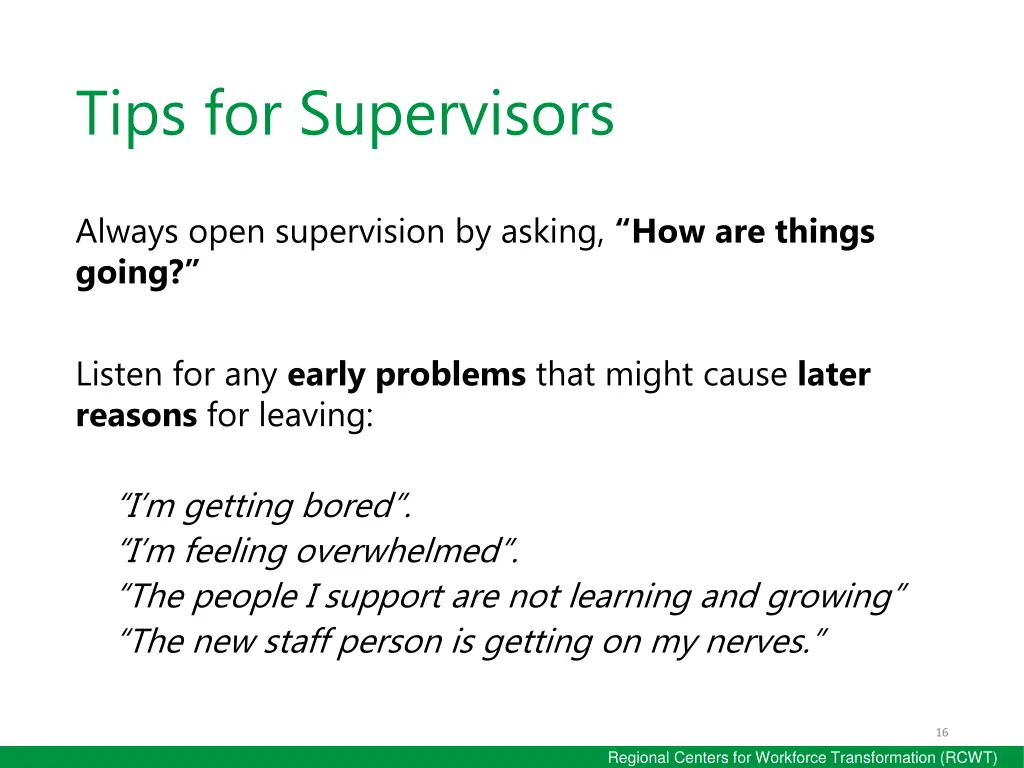 tips for supervisors