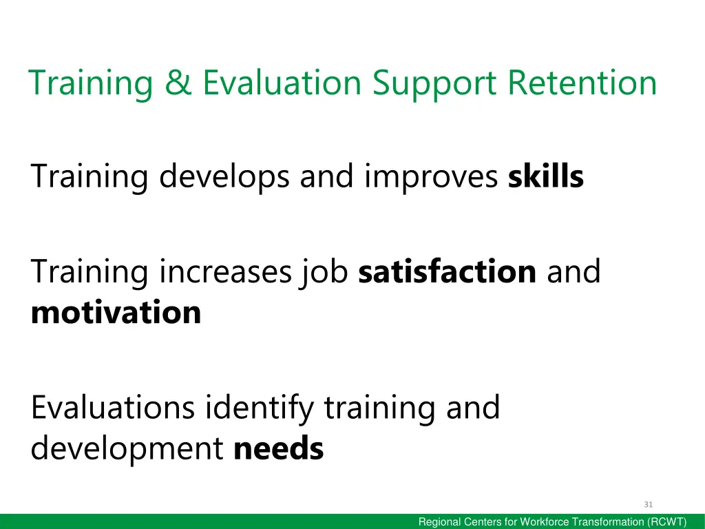 training evaluation support retention