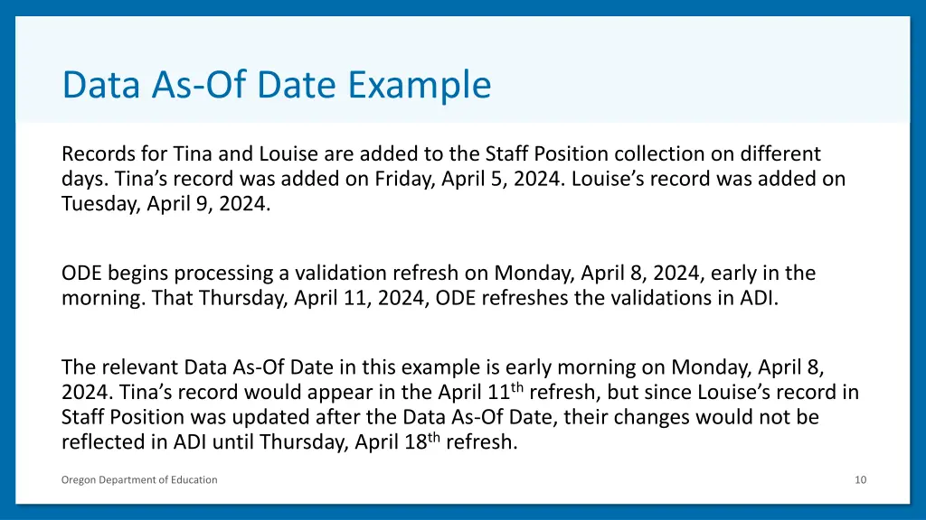 data as of date example