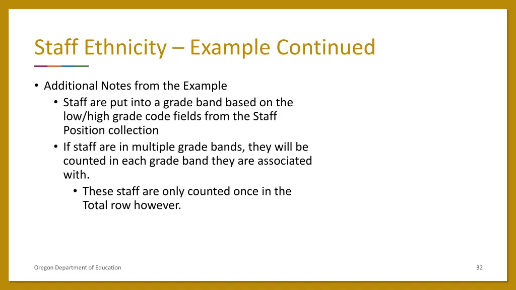 staff ethnicity example continued