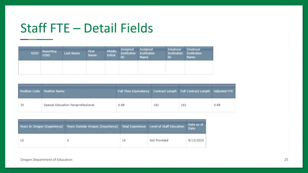 staff fte detail fields