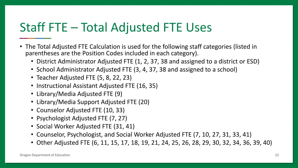 staff fte total adjusted fte uses