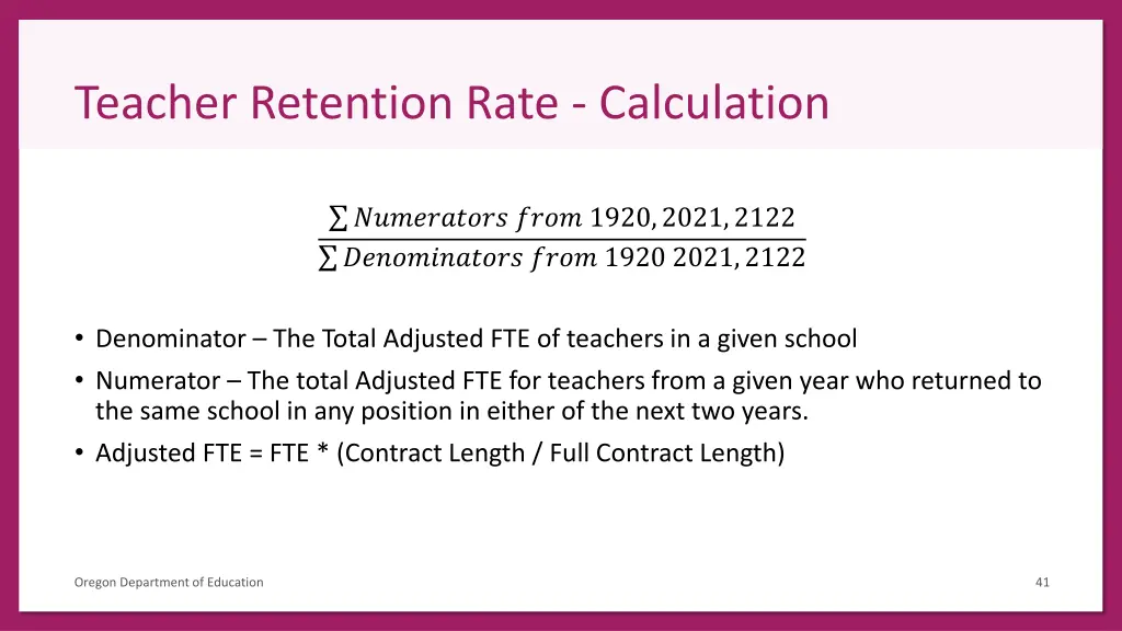 teacher retention rate calculation