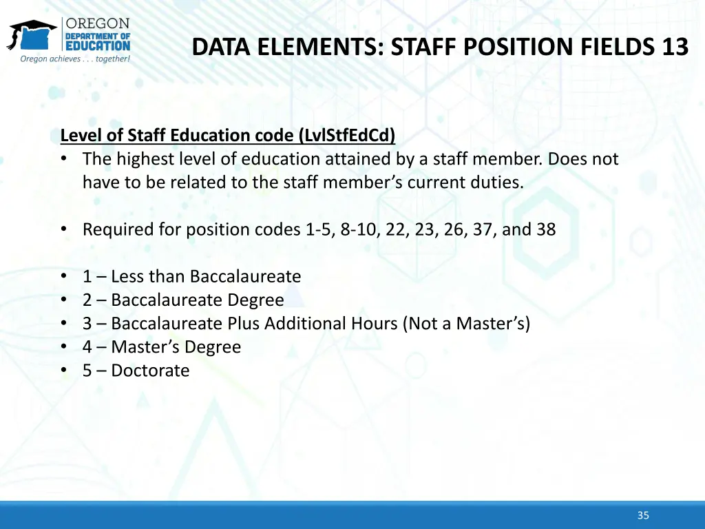 data elements staff position fields 13