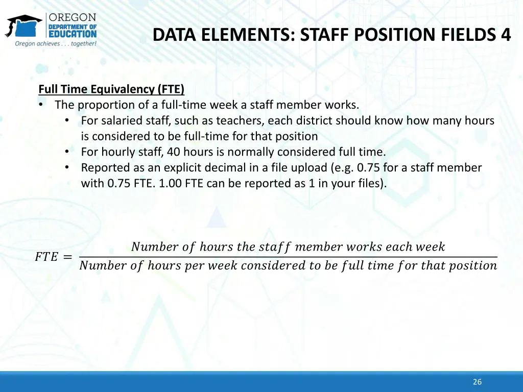 data elements staff position fields 4