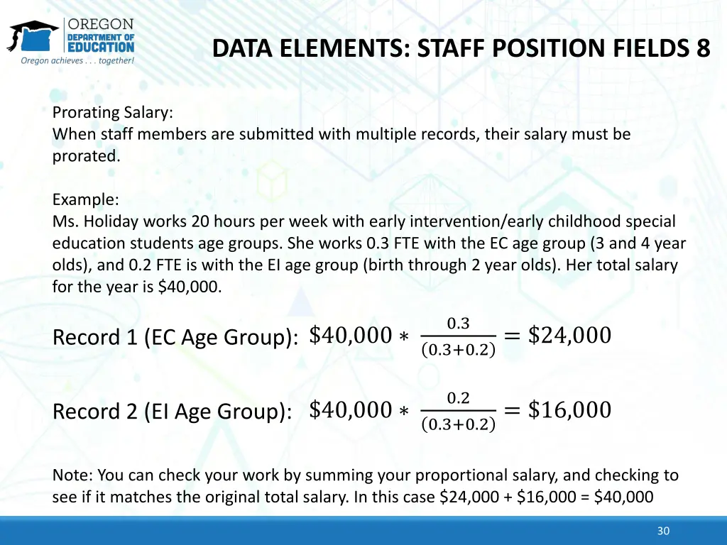 data elements staff position fields 8