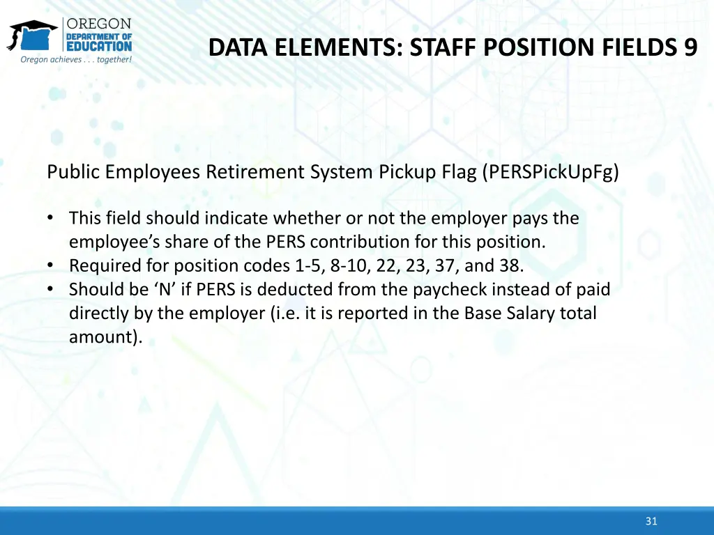 data elements staff position fields 9