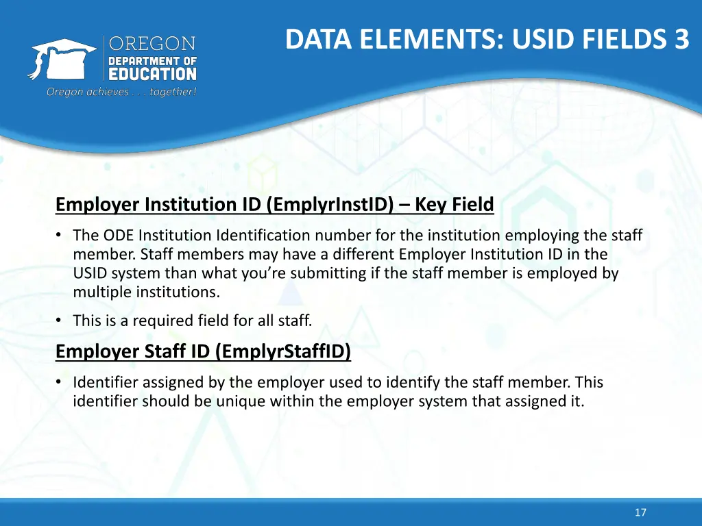 data elements usid fields 3