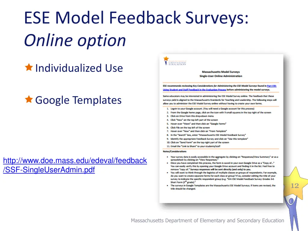 ese model feedback surveys online option