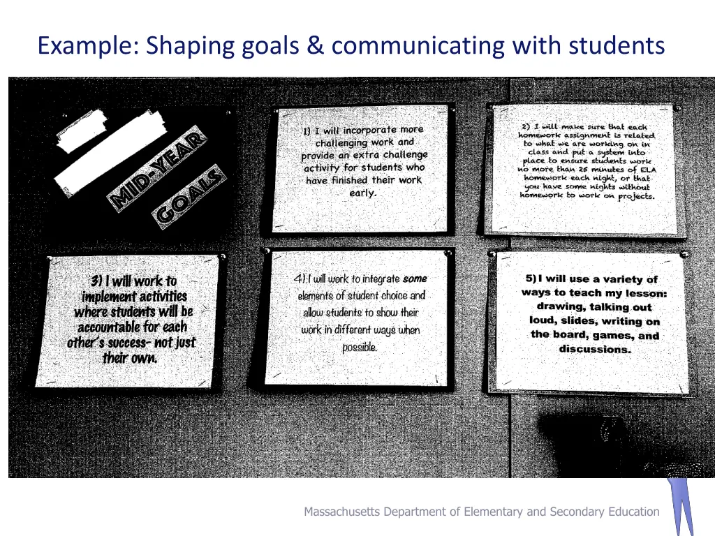 example shaping goals communicating with students