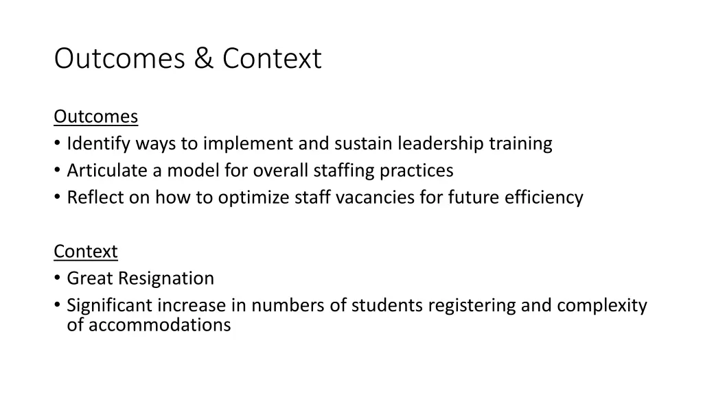 outcomes context