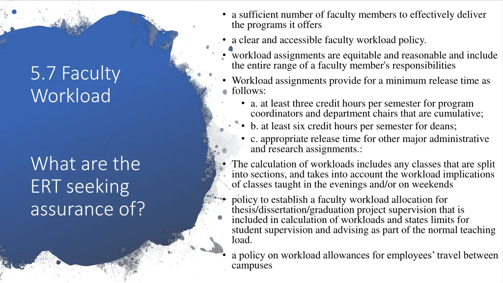 a sufficient number of faculty members