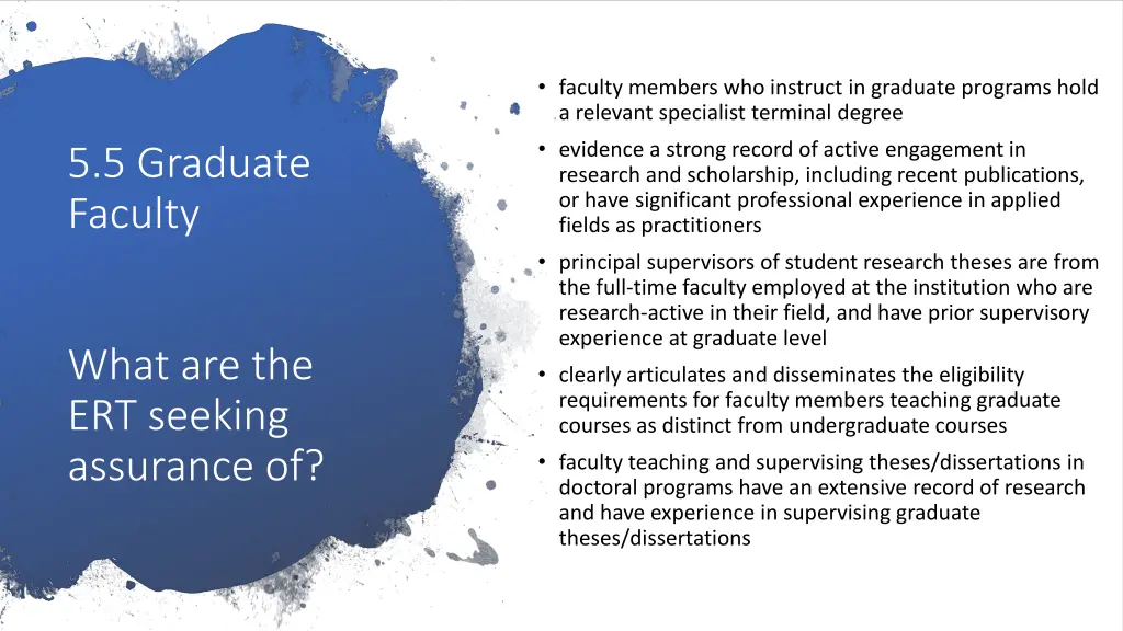 faculty members who instruct in graduate programs