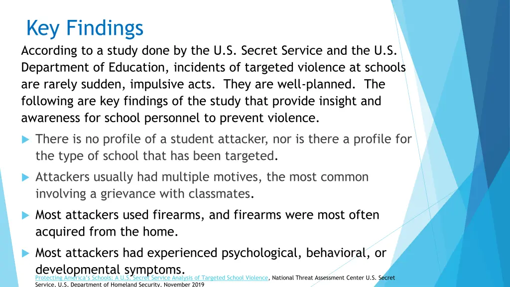 key findings according to a study done