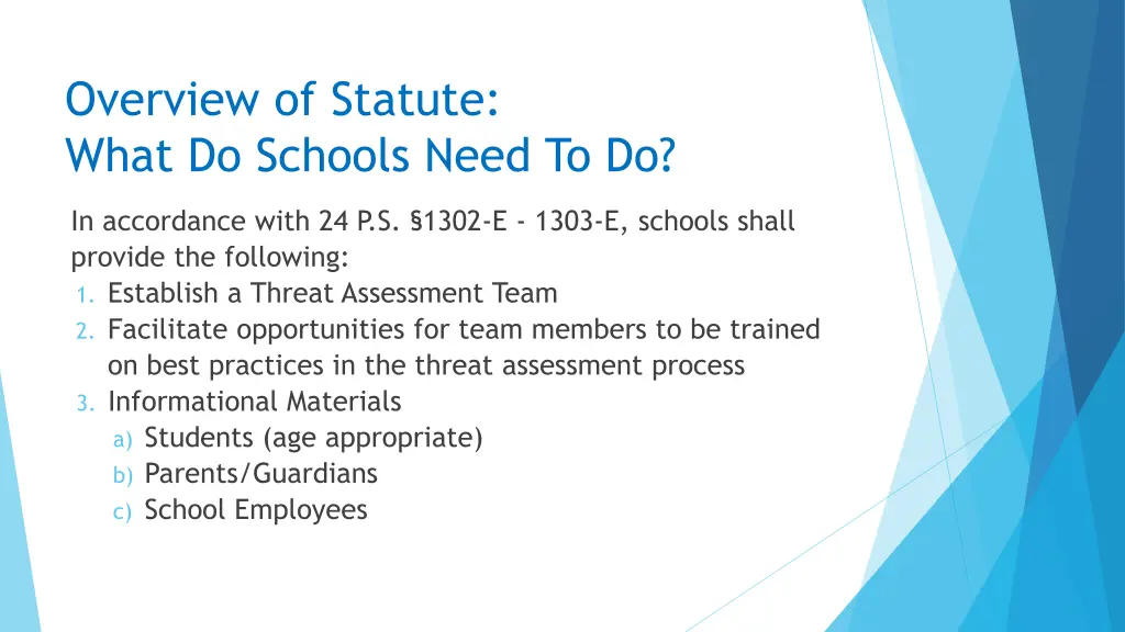 overview of statute what do schools need to do