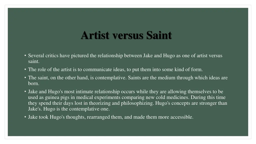 artist versus saint