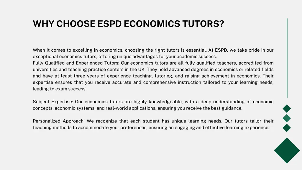 why choose espd economics tutors