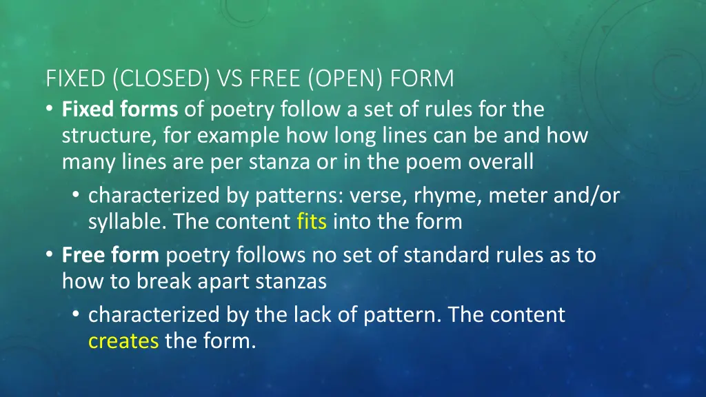 fixed closed vs free open form fixed forms