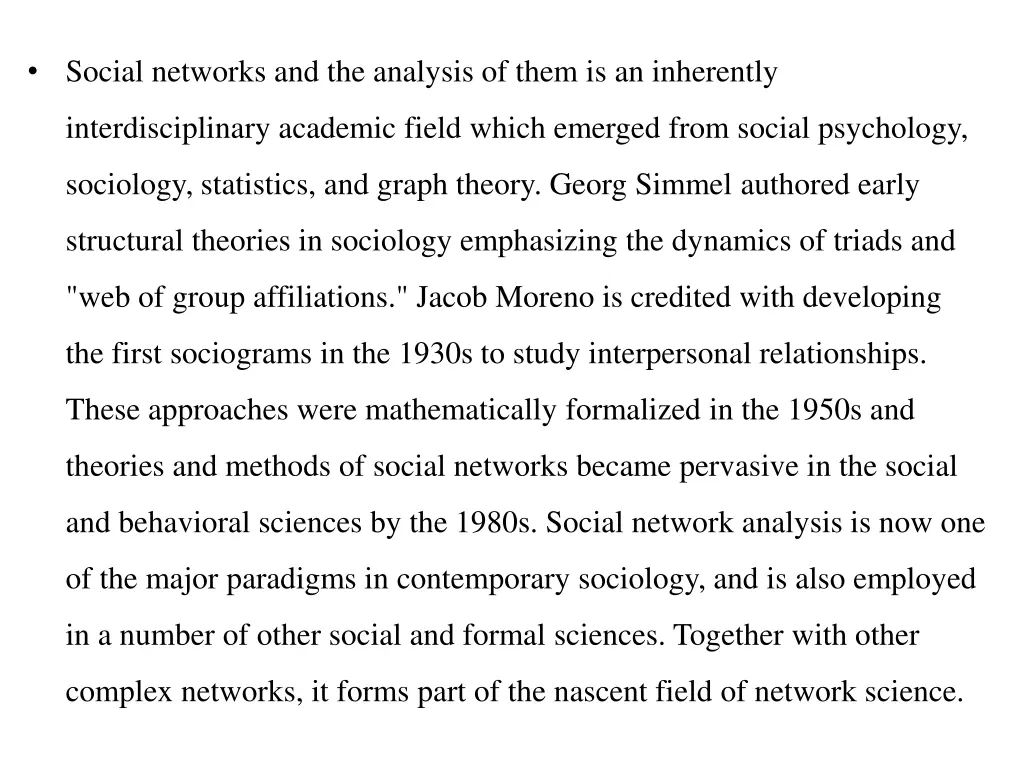 social networks and the analysis of them