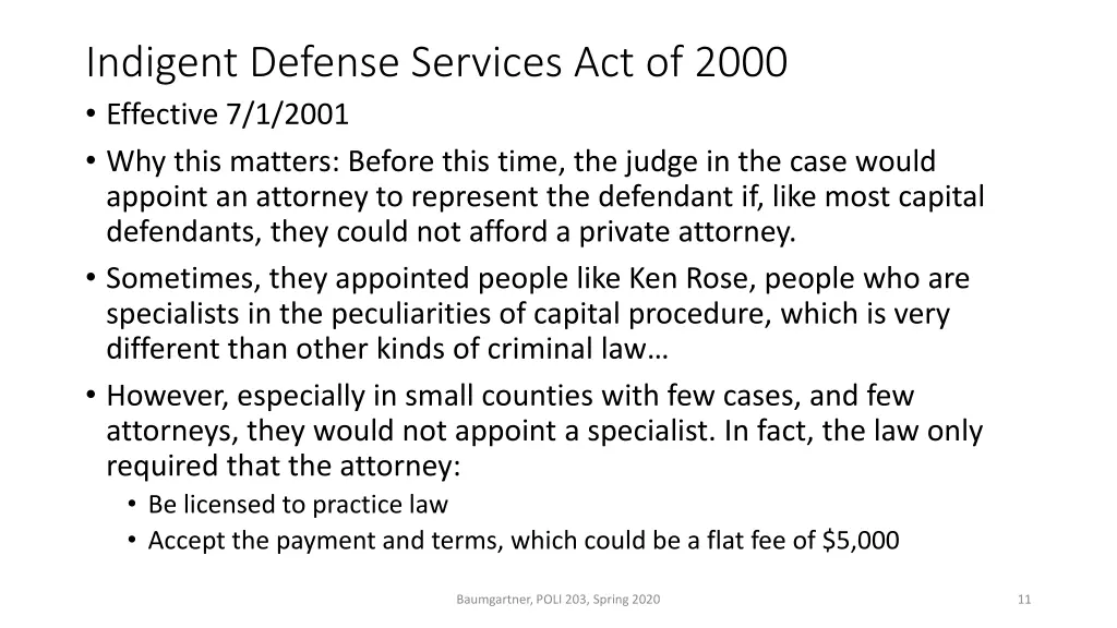 indigent defense services act of 2000 effective