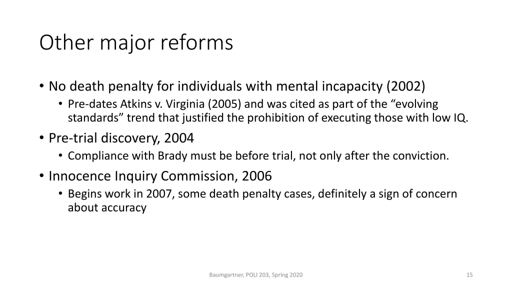 other major reforms