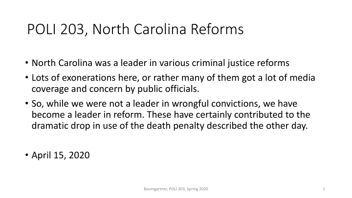 poli 203 north carolina reforms