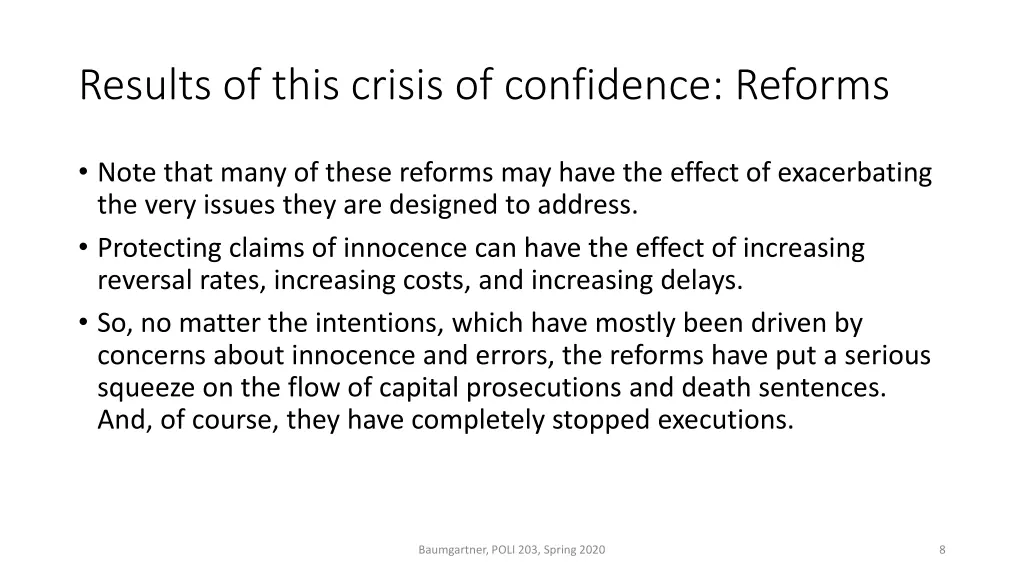 results of this crisis of confidence reforms