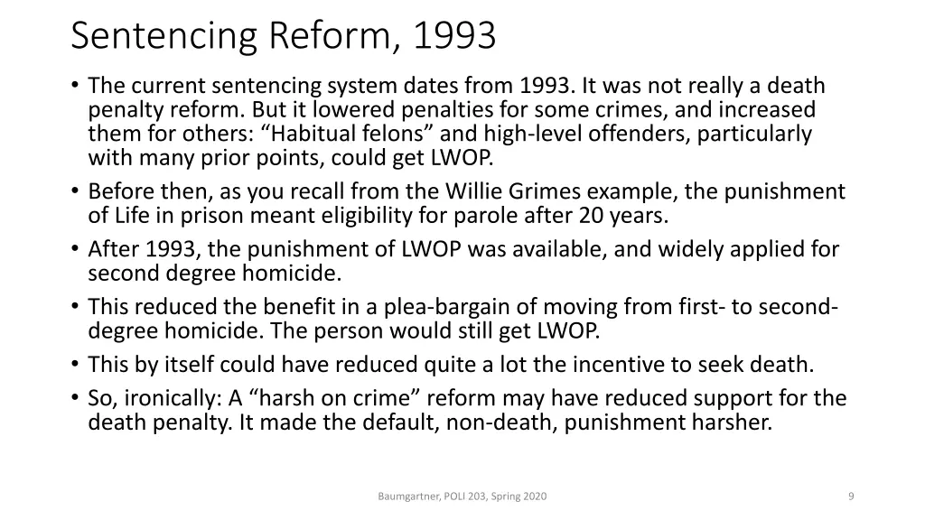 sentencing reform 1993 the current sentencing