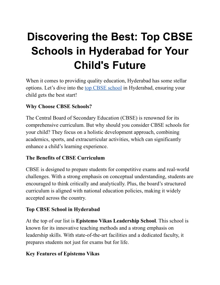 discovering the best top cbse schools