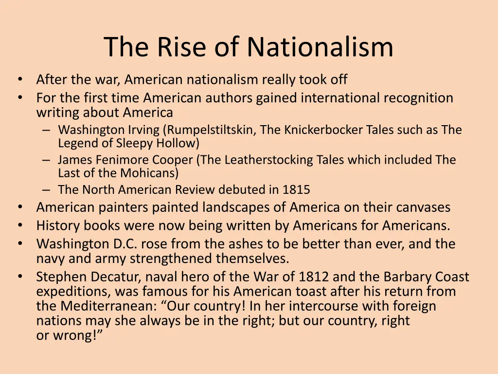 the rise of nationalism after the war american