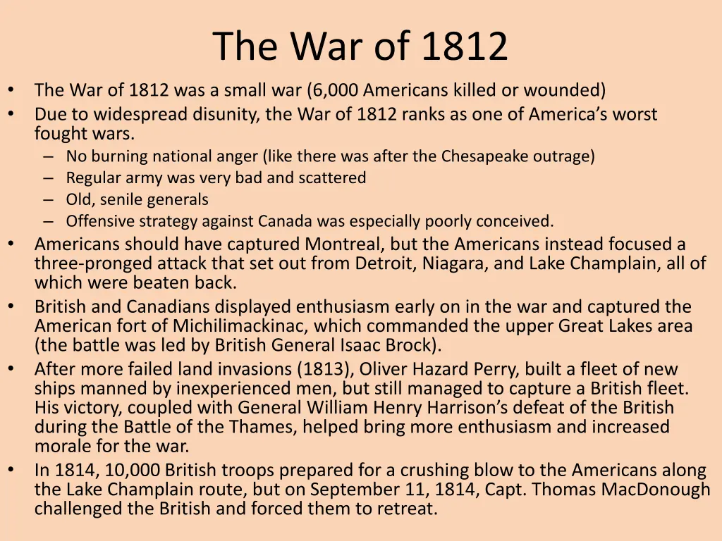 the war of 1812