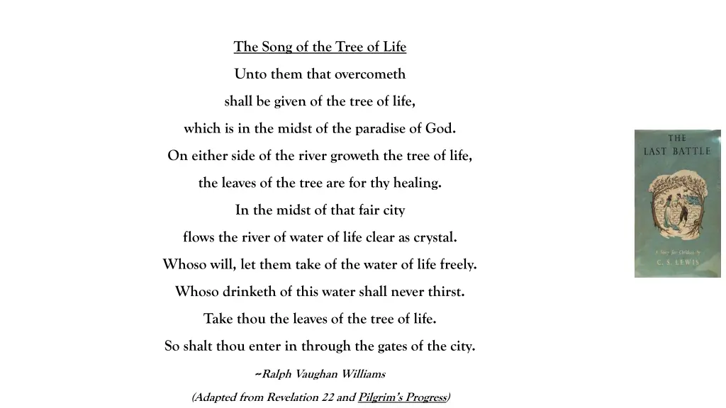 the song of the tree of life