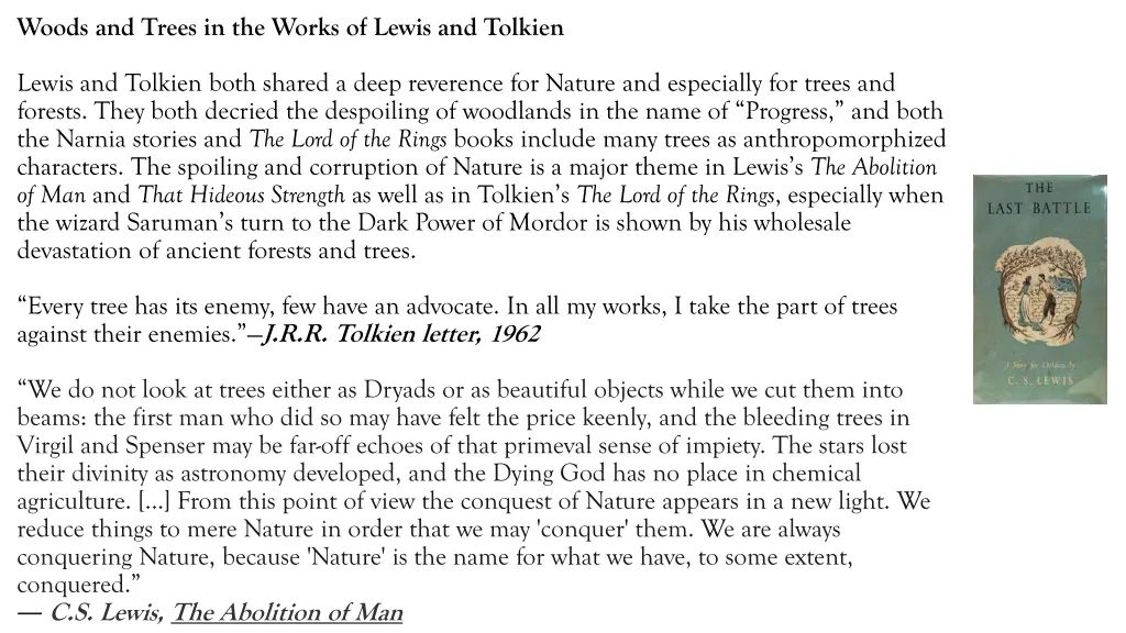 woods and trees in the works of lewis and tolkien