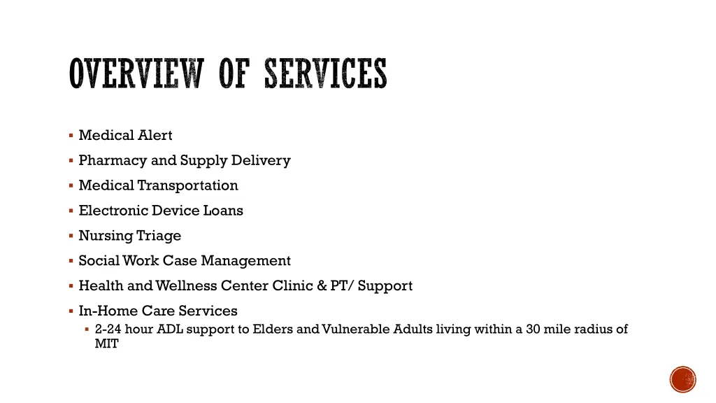 overview of services