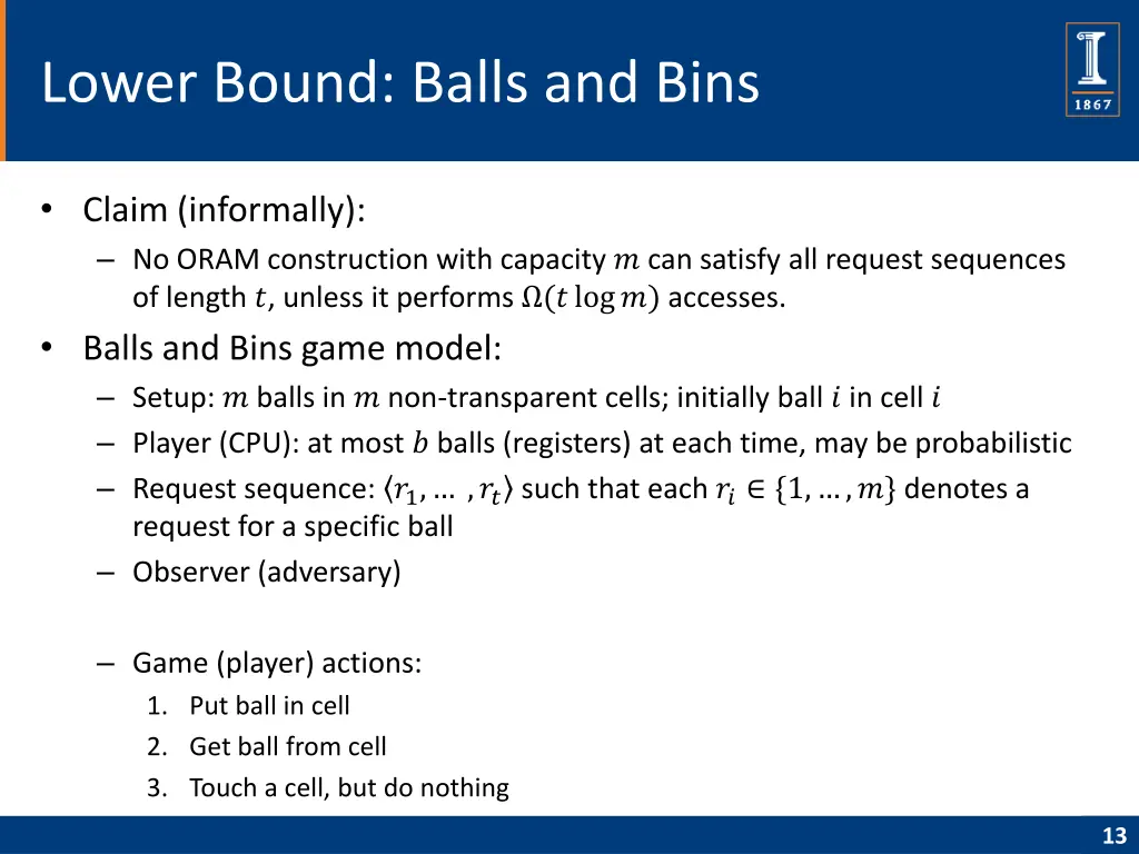 lower bound balls and bins