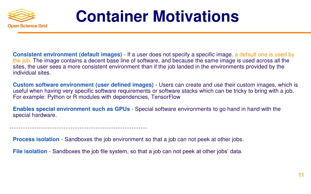 container motivations