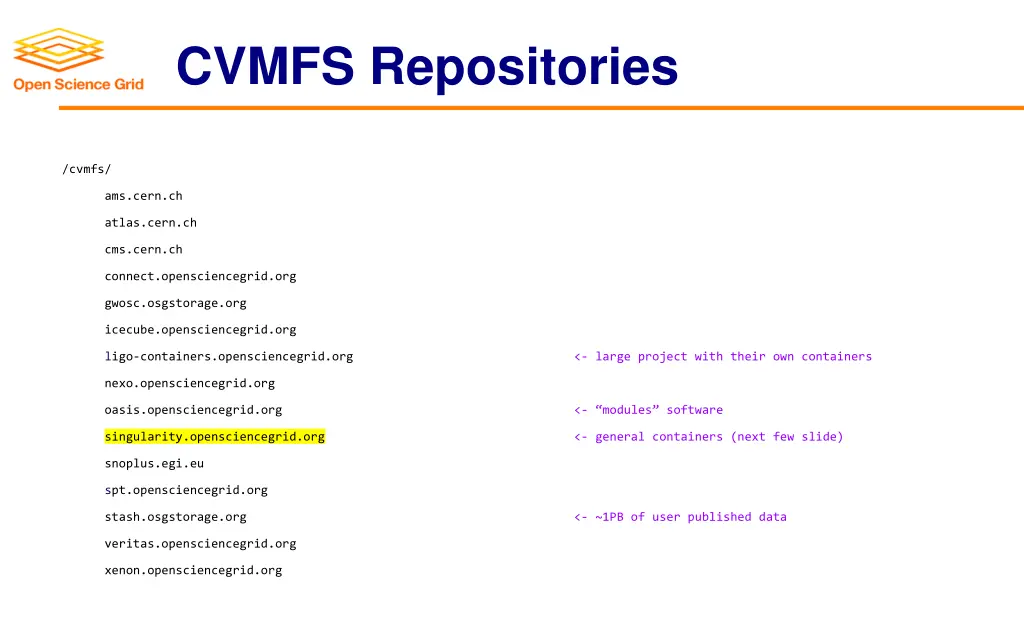 cvmfs repositories