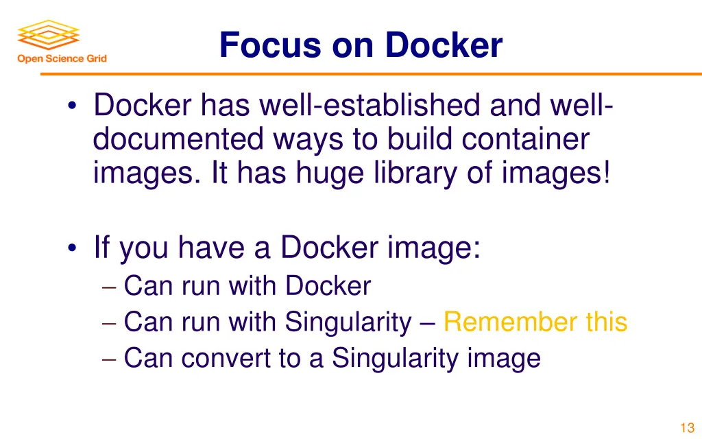 focus on docker