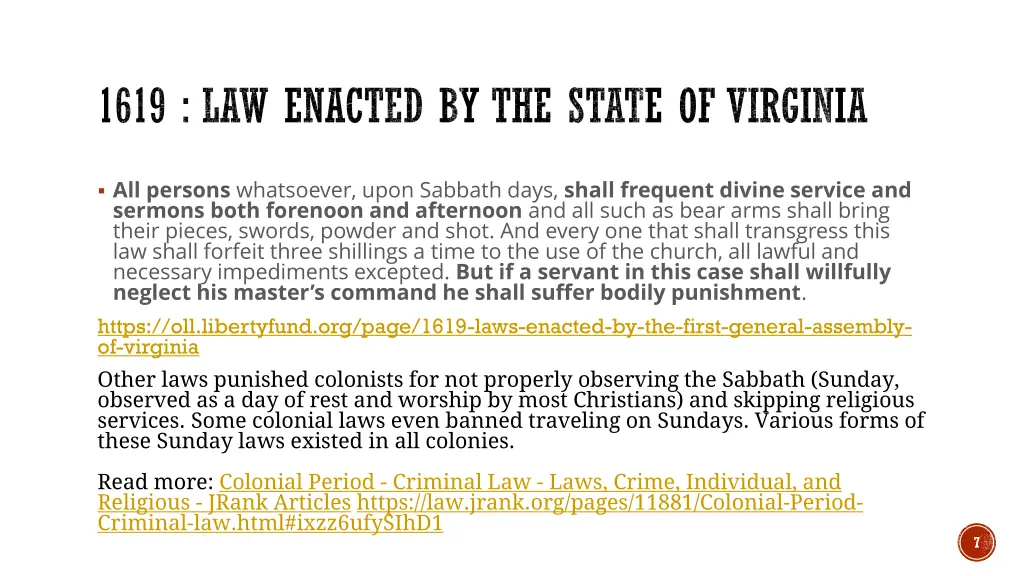 1619 law enacted by the state of virginia