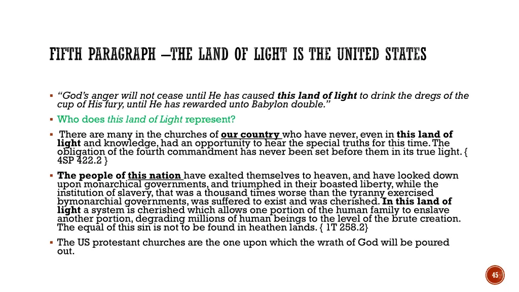 fifth paragraph the land of light is the united