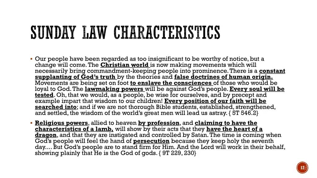 sunday law characteristics