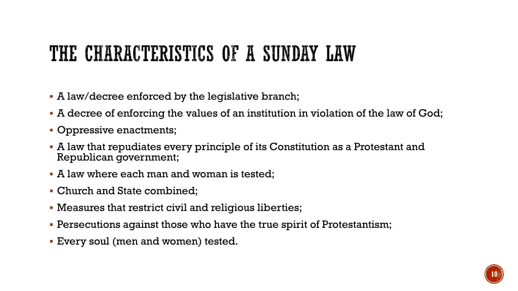 the characteristics of a sunday law